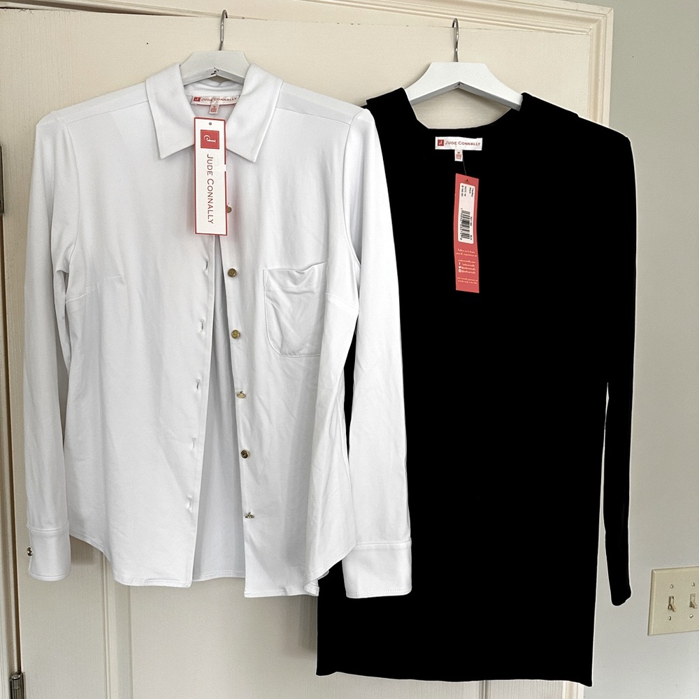 NWT Jude Connelly “Jude Cloth” White Button Down and Black Tunic
